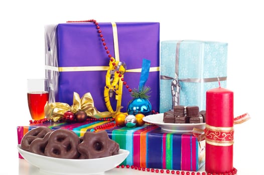 A decorated table for christmas eve