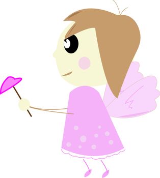 A cute little angel in a pink dress.