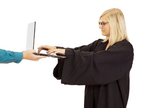 Lawyer working on the computer