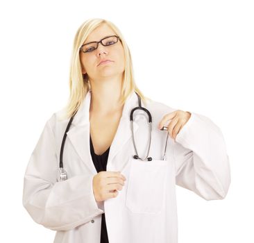 Medical doctor with reflex hammer