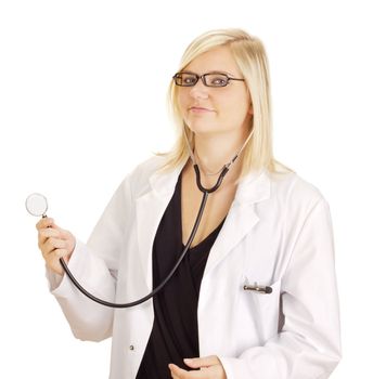 Medical doctor hearing a heartbeat