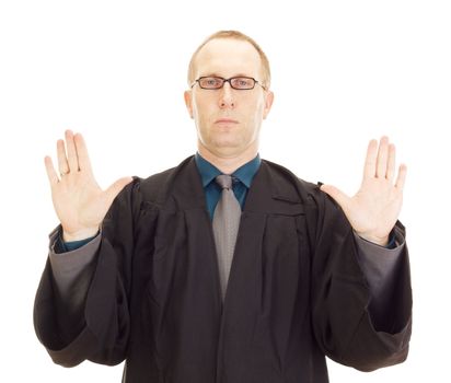 A jurist in his black robe