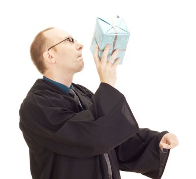 Lawyer throwing a colorful gift