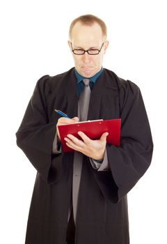 Lawyer with a red clipboard