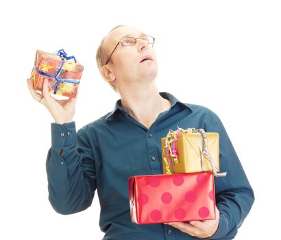 Business person throwing a gift