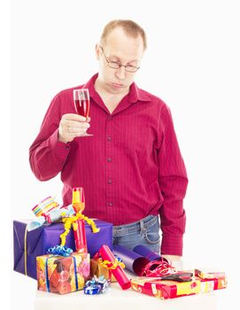 Person packaging some colorful gifts