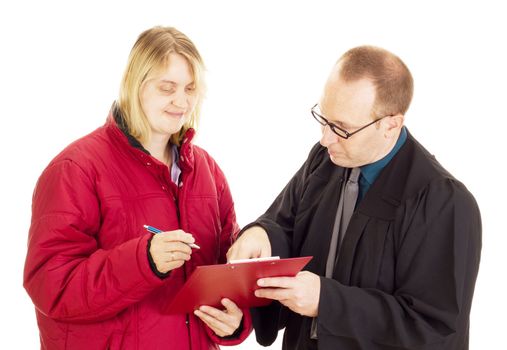 Client signs an agreement for legal protection