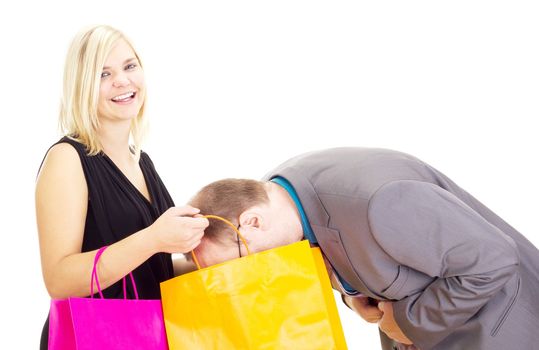 Two business people on a shopping tour