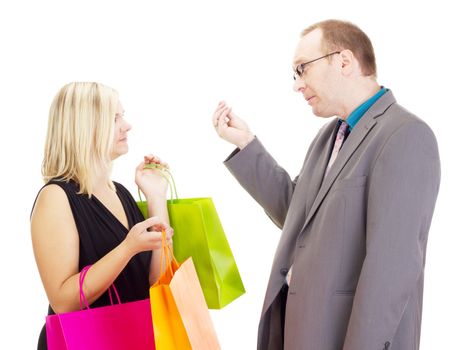 Two business people on a shopping tour