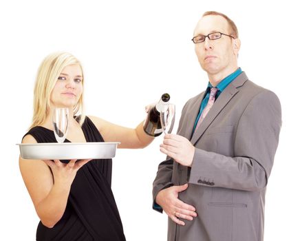 A waitress and a businessman