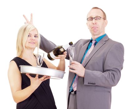 A waitress and a businessman