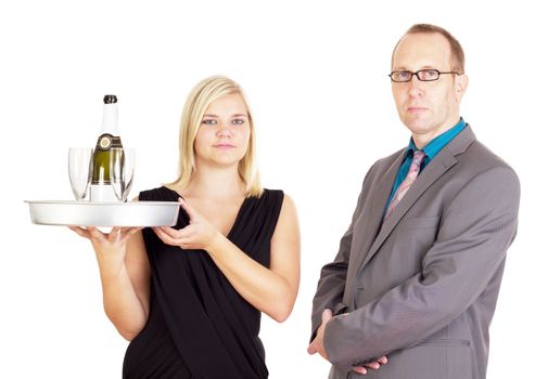 A waitress and a businessman