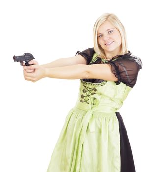 Woman having fun with a gun