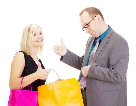 Two business people on a shopping tour