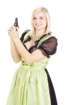 Woman having fun with a gun