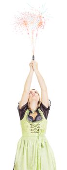 A young woman performing magic
