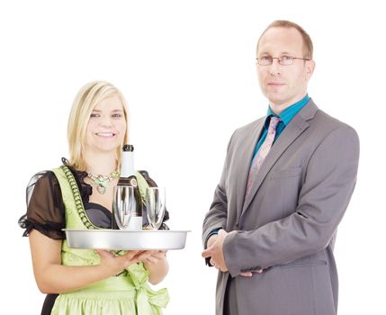 A waitress and a businessman