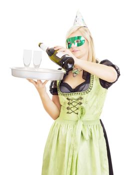 Young waitress with a tray