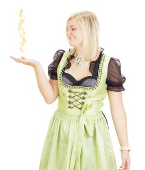 A young woman performing magic