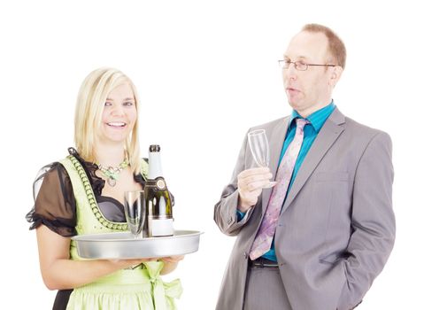 A waitress and a businessman