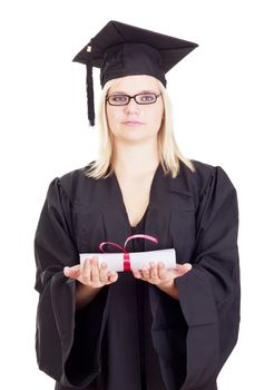 Female student with her diploma