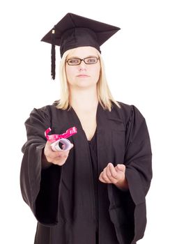 Female student with her diploma