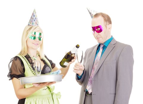 A waitress and a businessman
