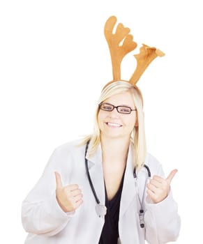 Medical doctor with a deer head