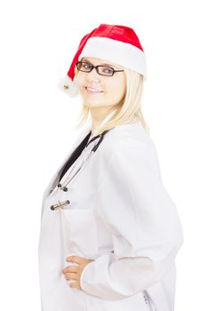 Medical doctor with a santa hat