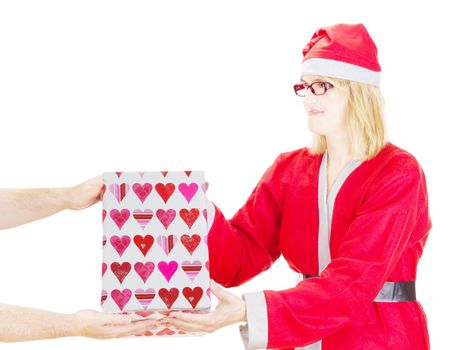 Santa claus getting gift