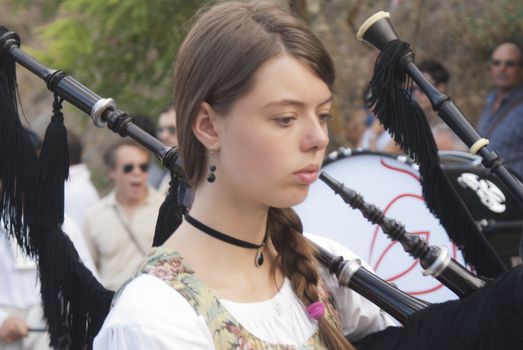 POLIZZI GENEROSA, SICILY - AUGUST 19:Spanish folk musicians group at the International "Festival of hazelnuts": August 19, 2012 in Polizzi Generosa,Sicily, Italy