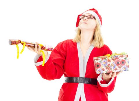 Santa claus juggling with gifts