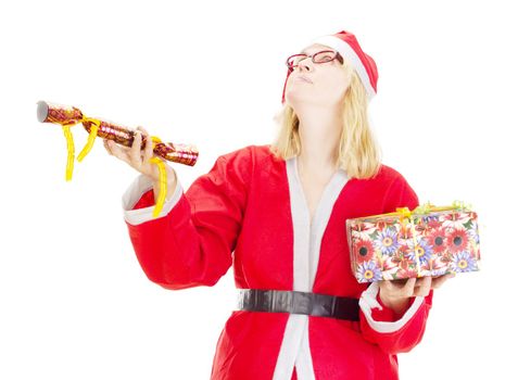Santa claus juggling with gifts
