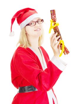 Santa claus throwing gift