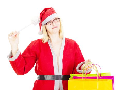 Santa claus with bags and toilet brush