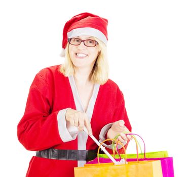 Santa claus with bags and toilet brush