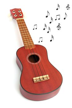 Ukulele on white background