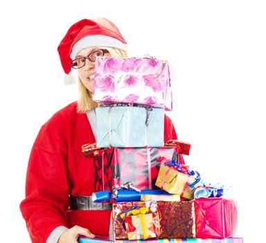 Santa claus with a lot of gifts