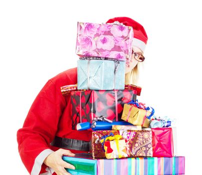 Santa claus with a lot of gifts