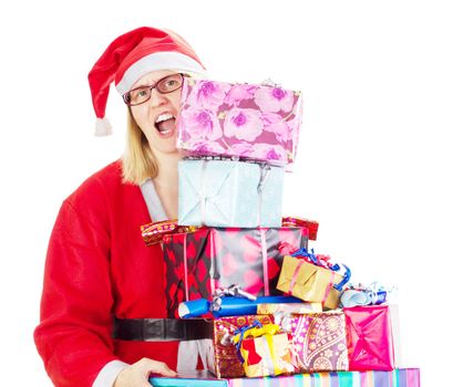 Santa claus with a lot of gifts