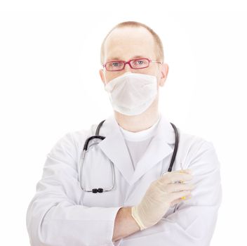 Medical doctor with an injection