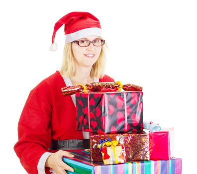 Santa claus with a lot of gifts