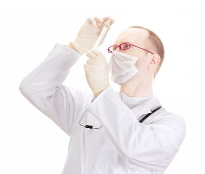 Medical doctor with a test tube