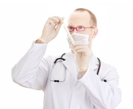 Medical doctor with a test tube