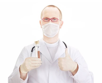 Medical doctor with test tubes