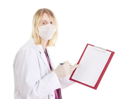 Medical doctor with clipboard