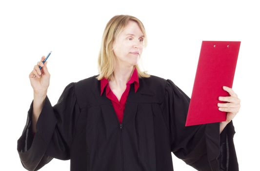 Lawyer with red clipboard