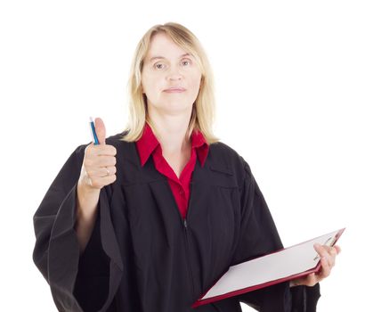 Lawyer with red clipboard