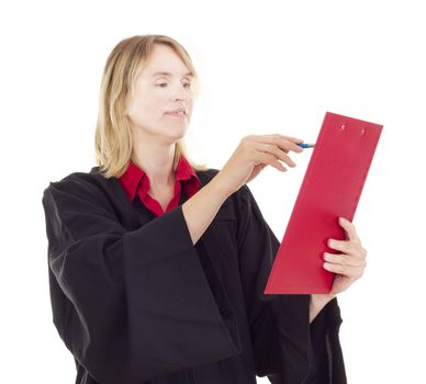 Lawyer with red clipboard