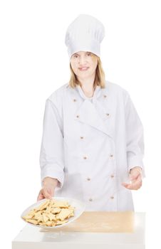 Woman baking cookies for Christmas